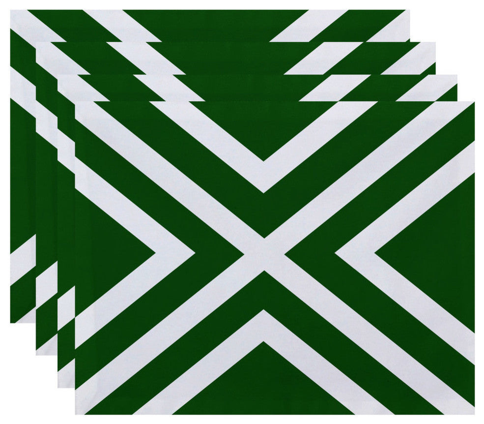 "x" Marks The Spot Stripes Print Placement, Leaf Green, Set of 4