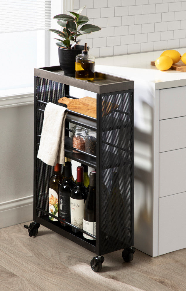 Piazza Storage Cart, Gray/Black 18x7x30