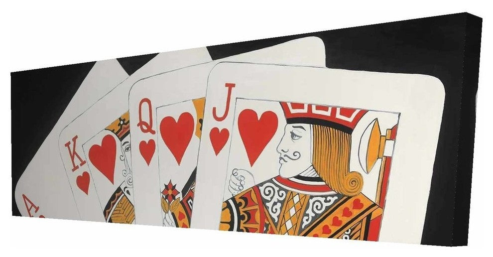Heart Royal Flush Closeup Print on Wrapped Canvas