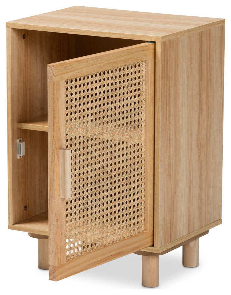 Kaidan Mid-Century Rattan Collection, 1-Door Nightstand