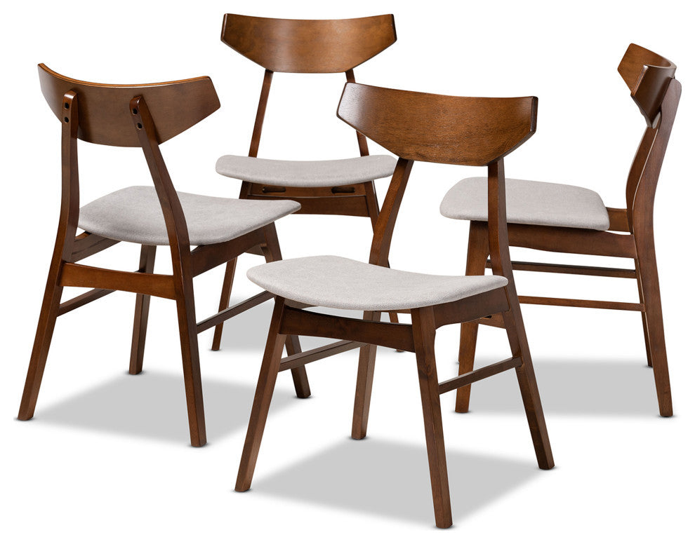 Reedsport Mid-Century Walnut Effect 4-Piece Dining Chairs, Light Gray/Walnut Brown