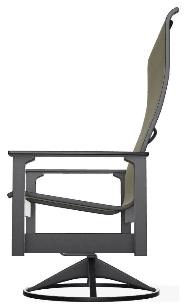 Leeward Sling Outdoor Swivel Rocker, Elevation Stone/Black