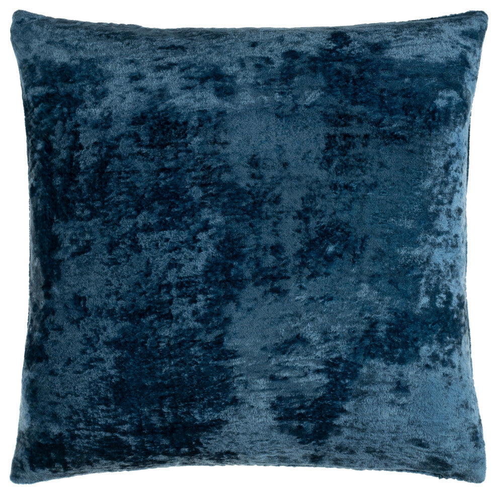 Surya Velvet Deco Dark Blue Pillow Shell With Polyester Insert 20"H X 20"W