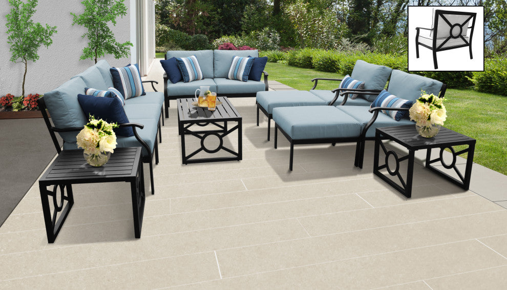 kathy ireland Madison Ave. 12 Piece Aluminum Patio Furniture Set 12h, Tranquil