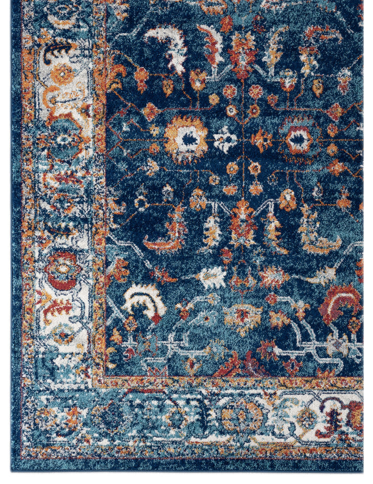 Alessana Cochise Bordered Area Rug, Blue, 2'6"x10'3"