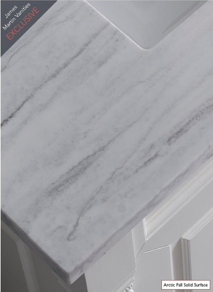 De Soto 30" Single Vanity, Bright White, 3CM Arctic Fall Solid Surface Top