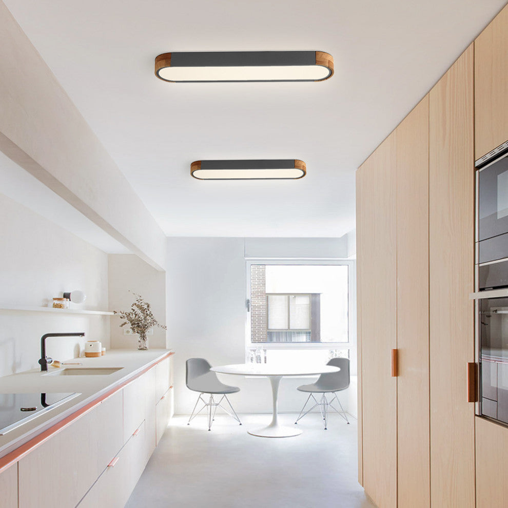 Simple Oval Dimmable LED Flush Mount, Gray, Warm White Light