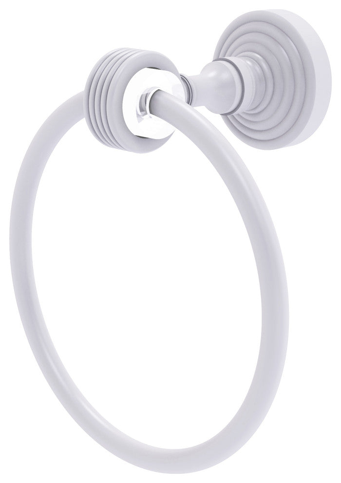 Pacific Grove Towel Ring with Groovy Accents, Matte White