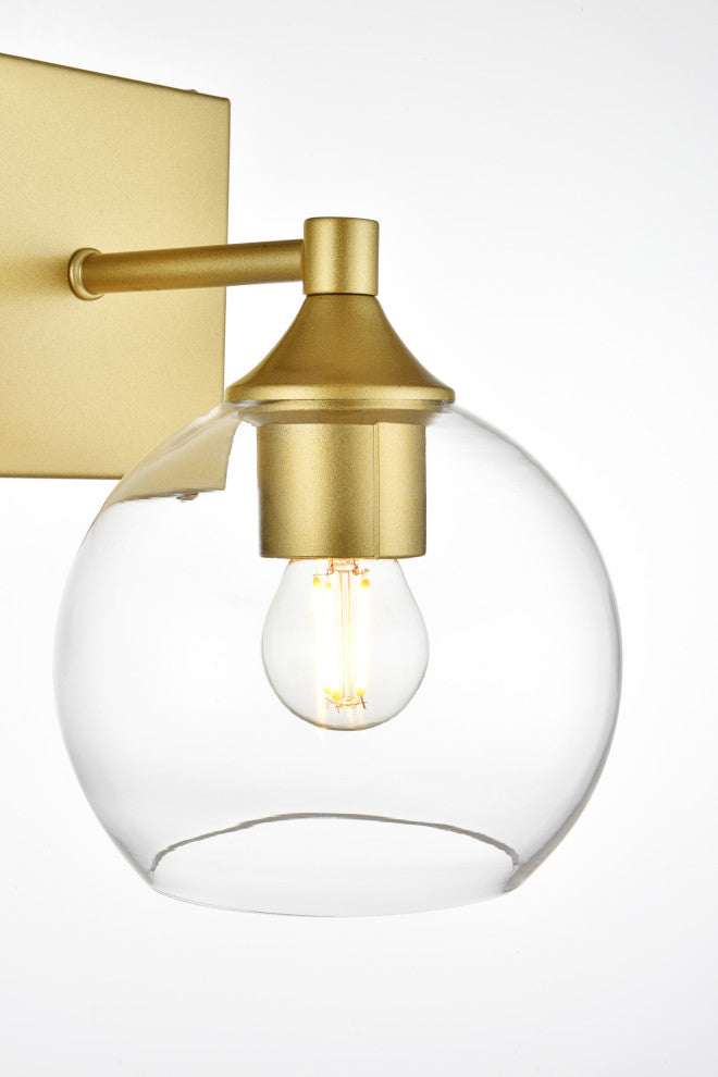 1 Light Brass And Clear Bath Sconce