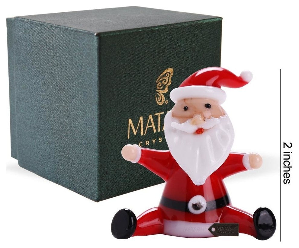 Murano Christmas Winter Decorative Glass Sitting Santa Figurine