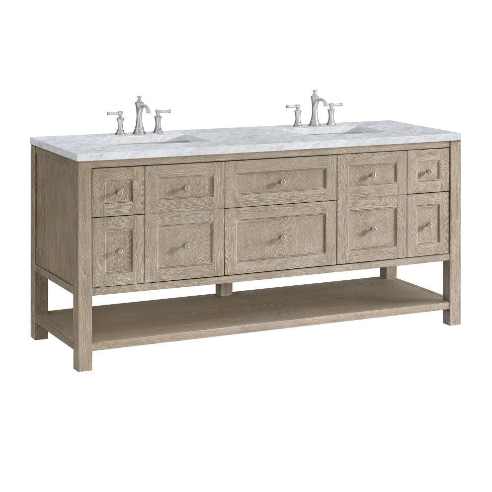 Breckenridge 72" Double Vanity, Oak, 3 CM Carrara White Marble Top