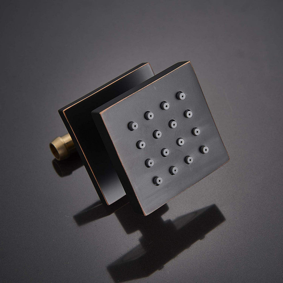 Bravat Dark Oil Rubbed Bronze Square Shower Set, Valve Mixer 3-Way Concealed