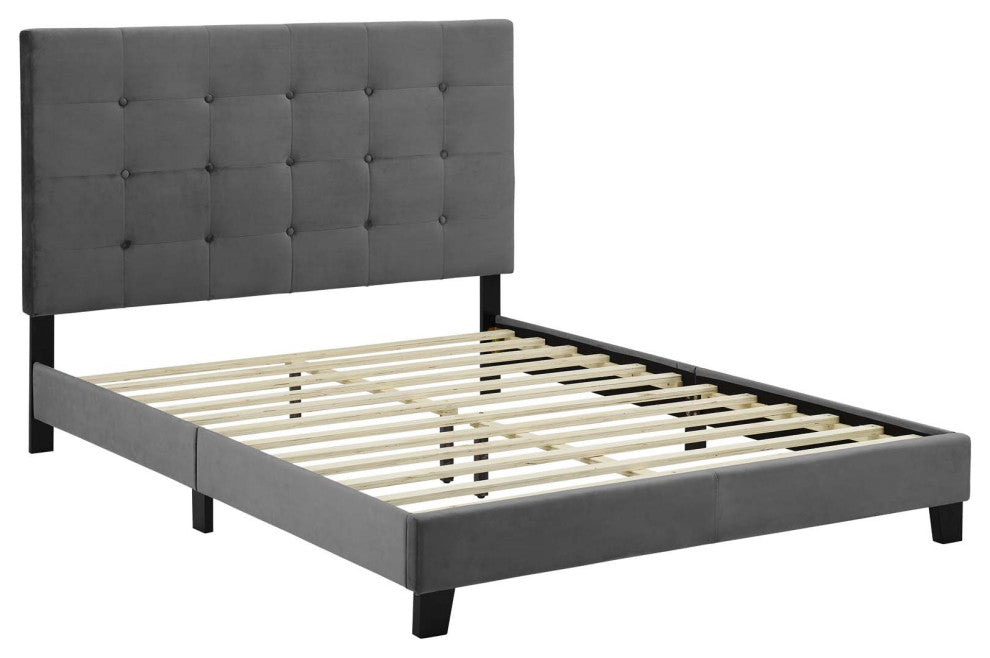 Melanie Full Tufted Button Upholstered Performance Velvet Platform Bed