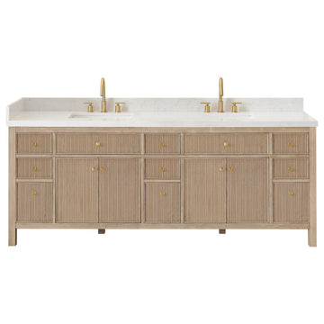 Cerrito Bathroom Vanity, Natural Oak, 84" Double, Without Mirror