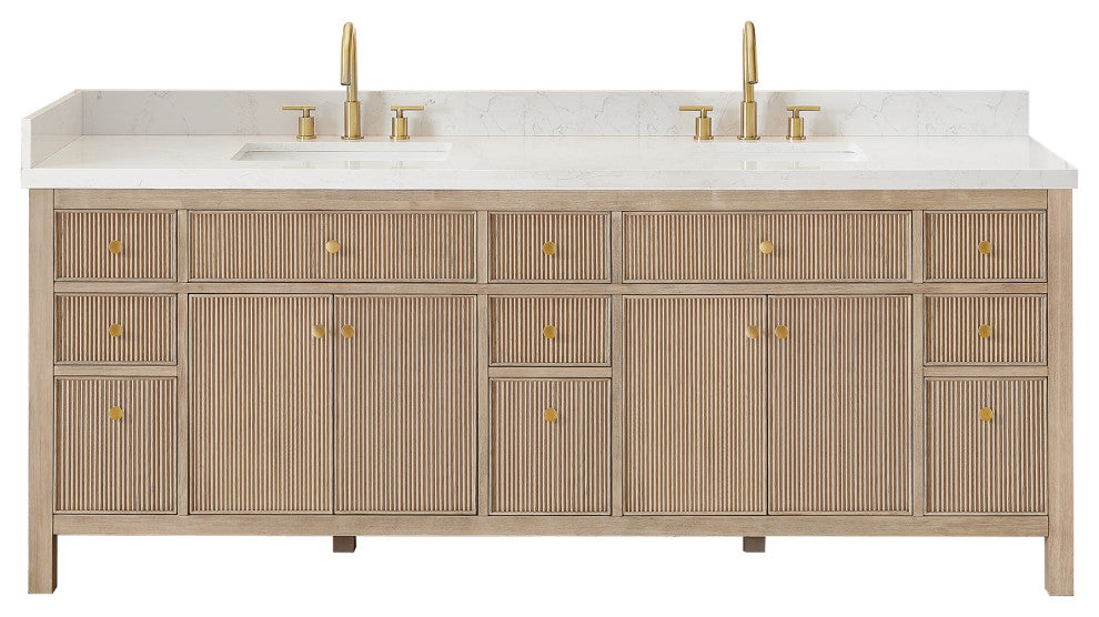 Cerrito Bathroom Vanity, Natural Oak, 84" Double, without Mirror
