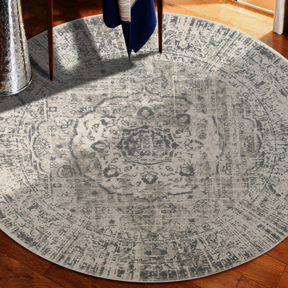Alpine Dale Area Rug, Gray, 7'10" x 7'10"R, Medallion