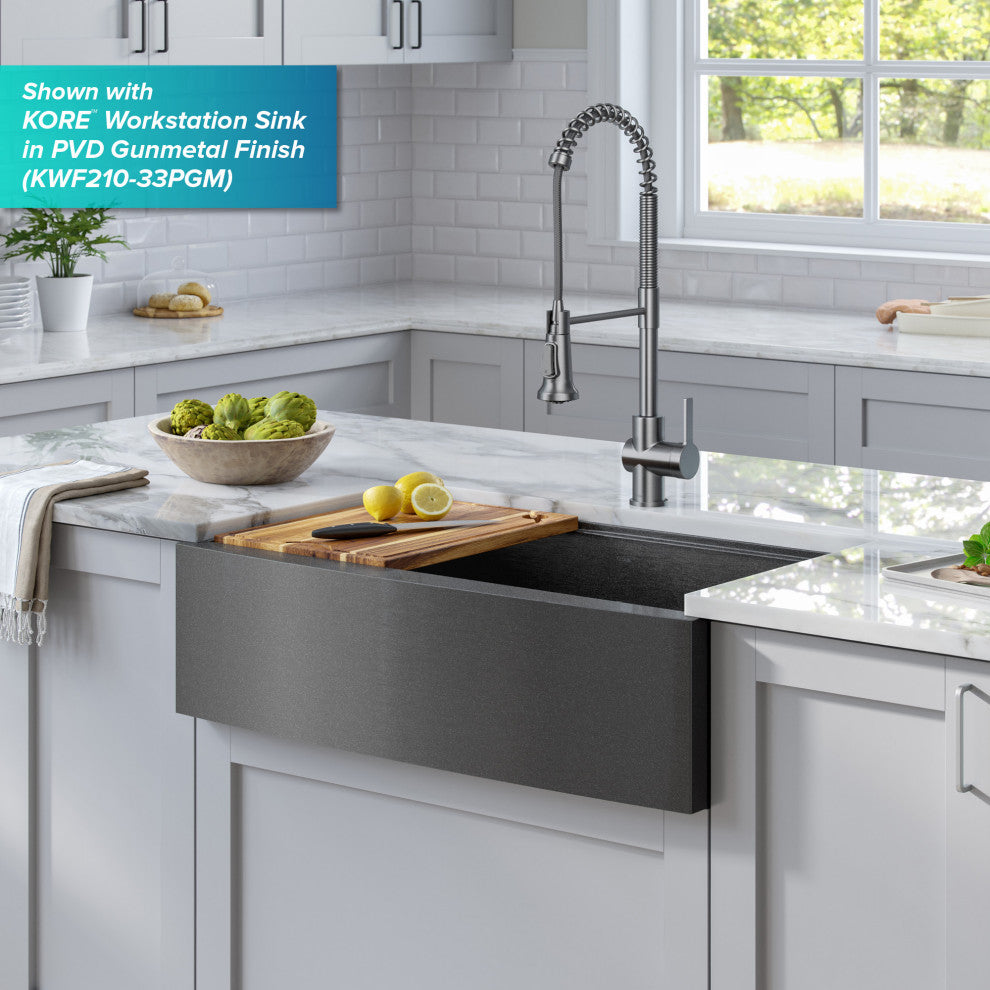 Britt Commercial Style 3-Function Pull-Down 1-Handle 1-Hole Kitchen Faucet, Spot-Free Stainless Steel (Model Kpf-1691sfs)