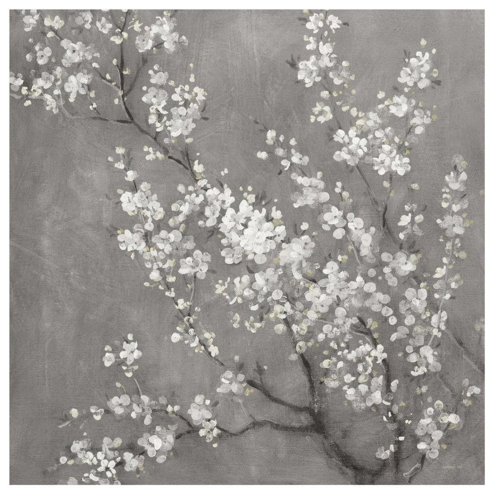 "White Cherry Blossoms II on Grey Crop" Paper Print by Danhui Nai, 42"x42"