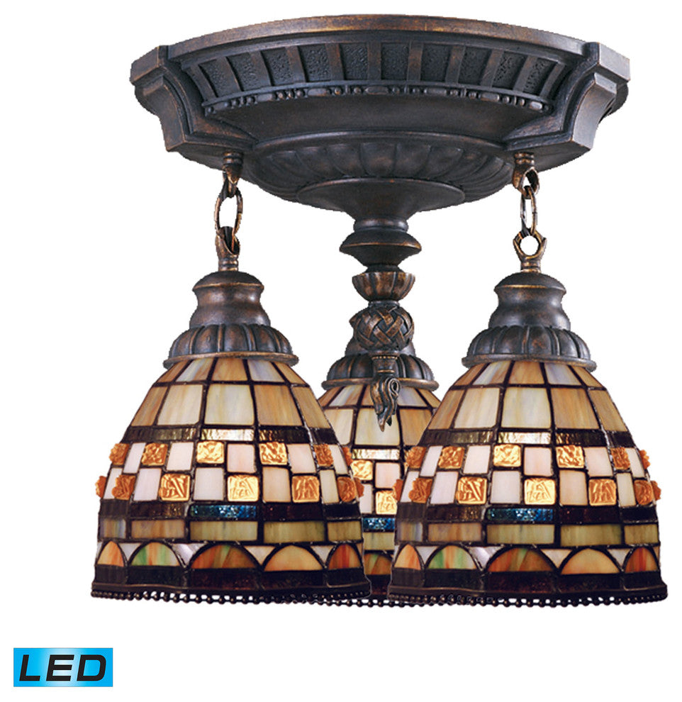 ELK Lighting Mix-n-Match 3-Light LED Semi Flushmount, Aged Walnut