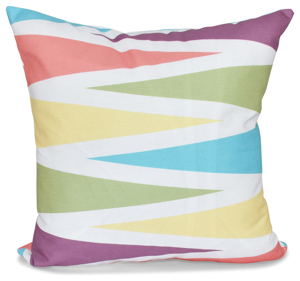 Backgammon, Geometric Print Outdoor Pillow, Turquoise, 20"x20"