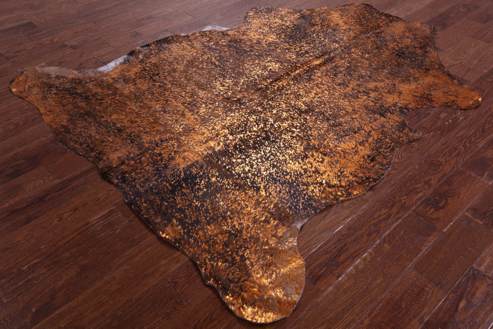Gold Metallic Cowhide Rug 6' 9" X 6' 1" C2137