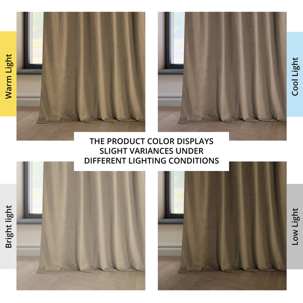 Heritage Plush Velvet Curtain Single Panel, Museum Taupe, 50"x120"