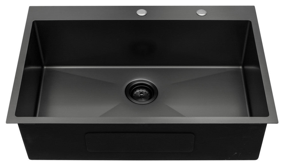 28"x22" Black Drop Sink Kitchen Stainless Steel Sink Basin