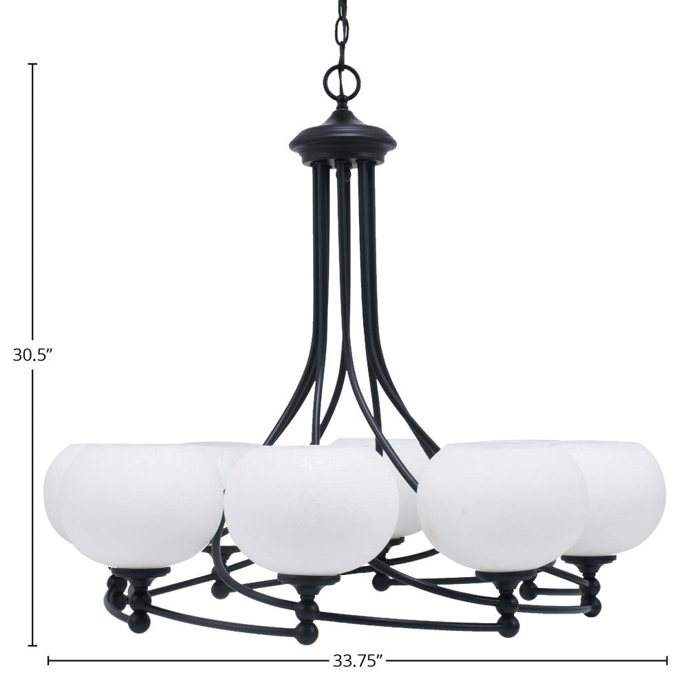 Capri 8-Light Chandelier, Matte Black/White Muslin