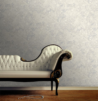 Gray and Silver Foil Infused Marble Wallpaper
