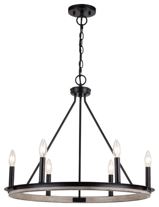 Russel 24.75" 6 Light Chandelier Matte Black and Weathered Gray