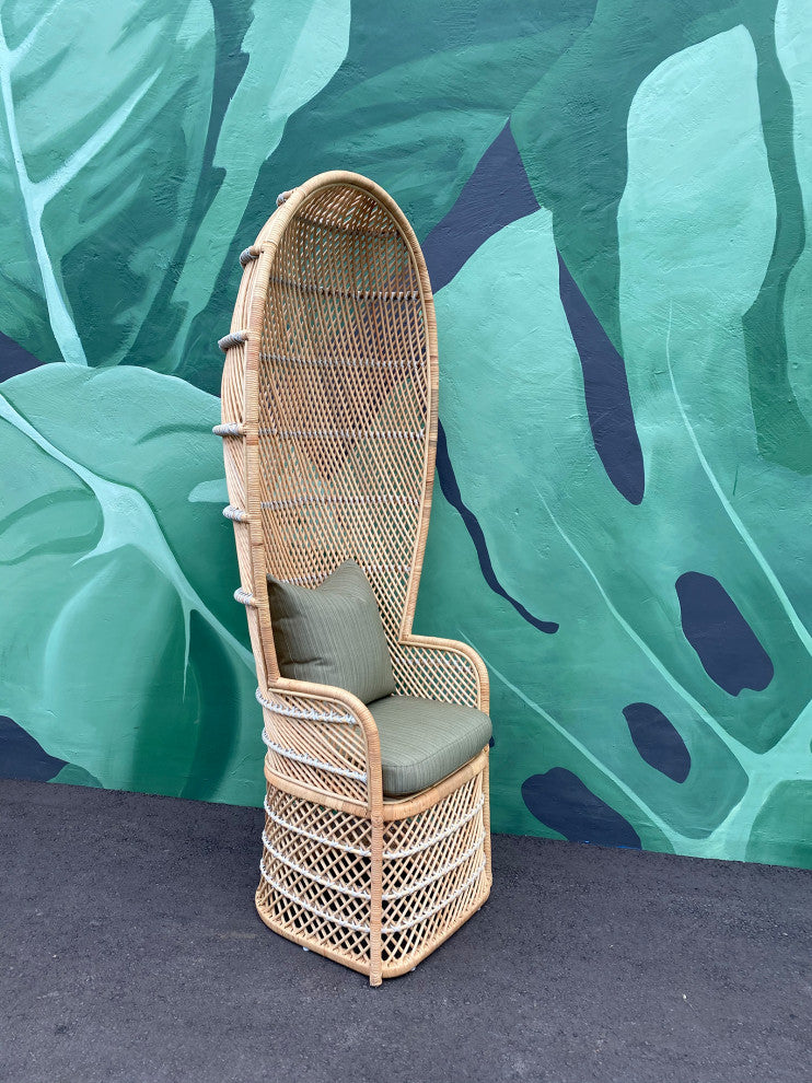 Tall Back Wicker Scoop Chair