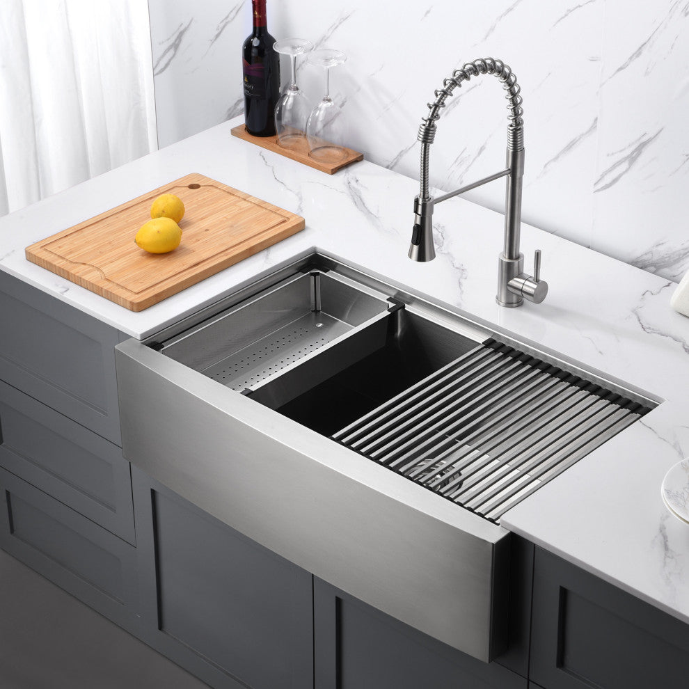 Farmhouse Apron-Front 18-Gauge Stainless Steel Single Bowl Kitchen Sink, 36"