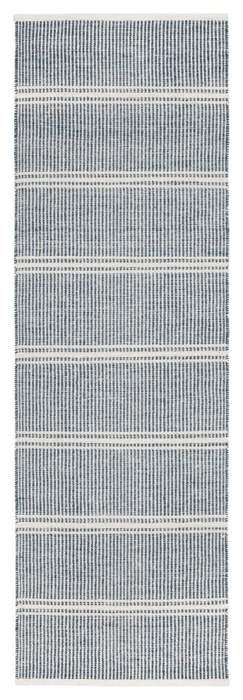 Dash & Albert Malta Blue Handwoven Wool Rug, Blue, Runner-2'6" x 8'