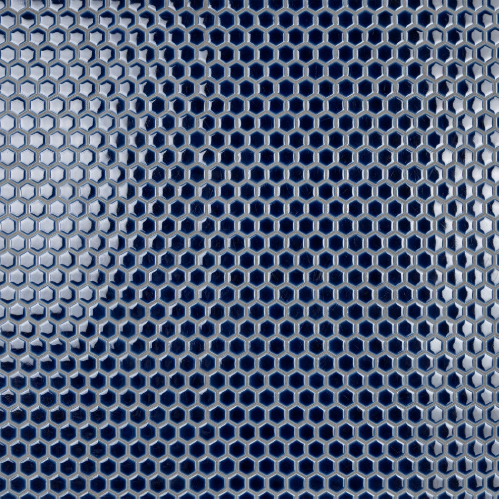 Hudson 1" Hex Smoky Blue Porcelain Floor and Wall Tile