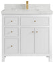 Sonoma 36 Center Sink Reeded Bath Vanity in White 2" Calacatta Nuvo
