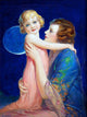 Tile Mural, Night Moon Child Woman Mother By William Fulton Soare Ceramic, Matte