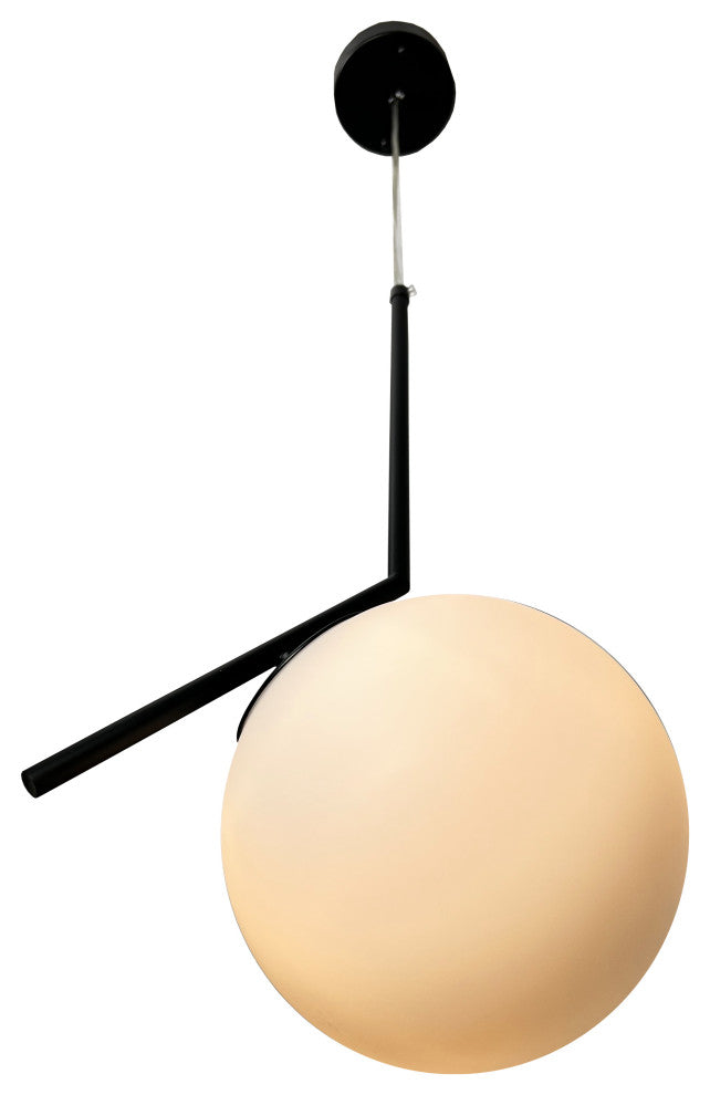 Modern Mid 1-Light Globe Pendant, Black