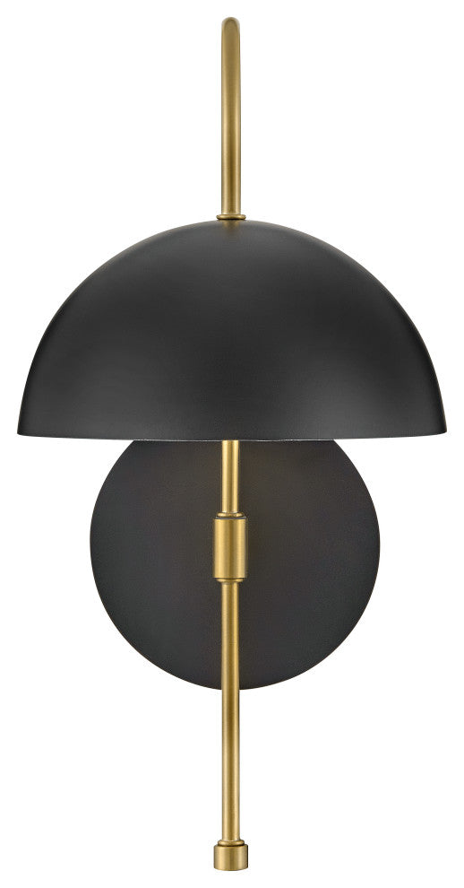 Lark Lou 17" Single Wall Sconce, Black + Lacquered Brass