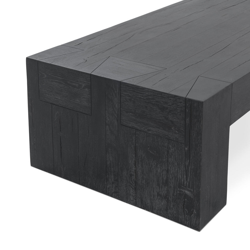 Bristol Cracked Oak Coffee Table, by Kosas Home, Meadow Black