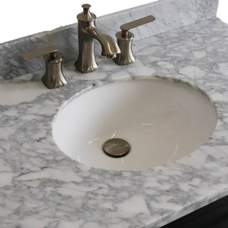 37" Single Sink Vanity, Dark Gray Finish With White Carrara Marble