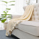 Pom Pom Flannel Fleece Throw Blanket, Antique White, 60" X 80"