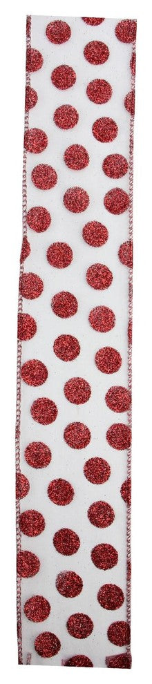 Silver&Red Polka Dots Wired Christmas Craft Ribbon