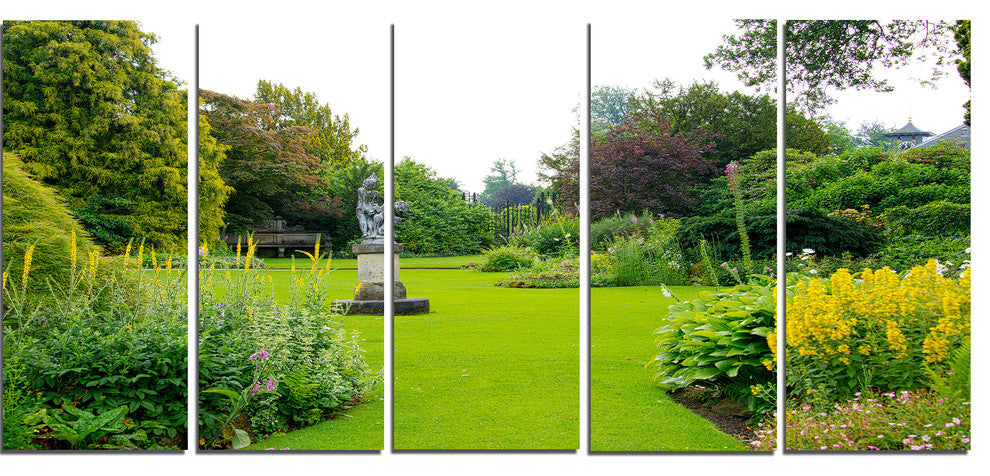 Plant and Flowers in Garden, Landscape Canvas Art Print, 60"x28", 5 Panels