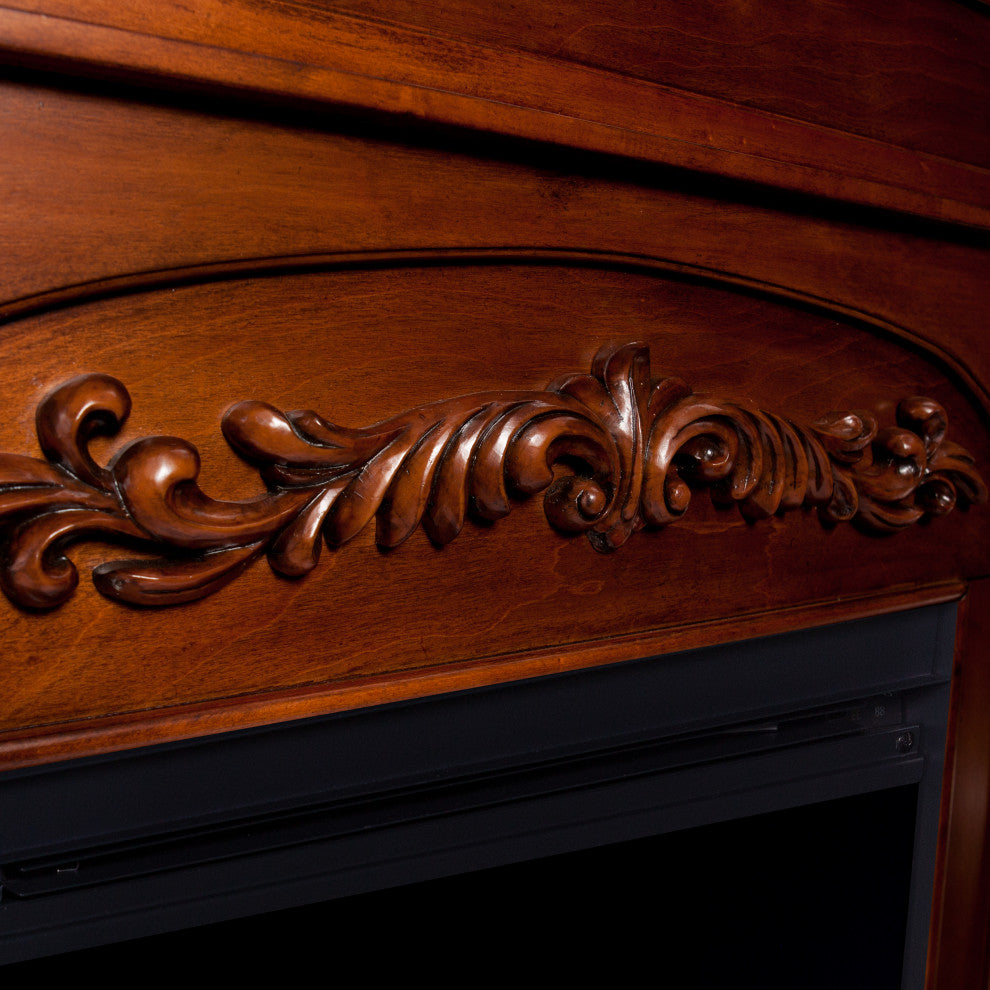 Charle Color Changing Fireplace with Bookcases, Autumn Oak