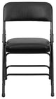 Curved Triple Braced and Double Hinged Black Vinyl Metal Folding Chair, Set of 4