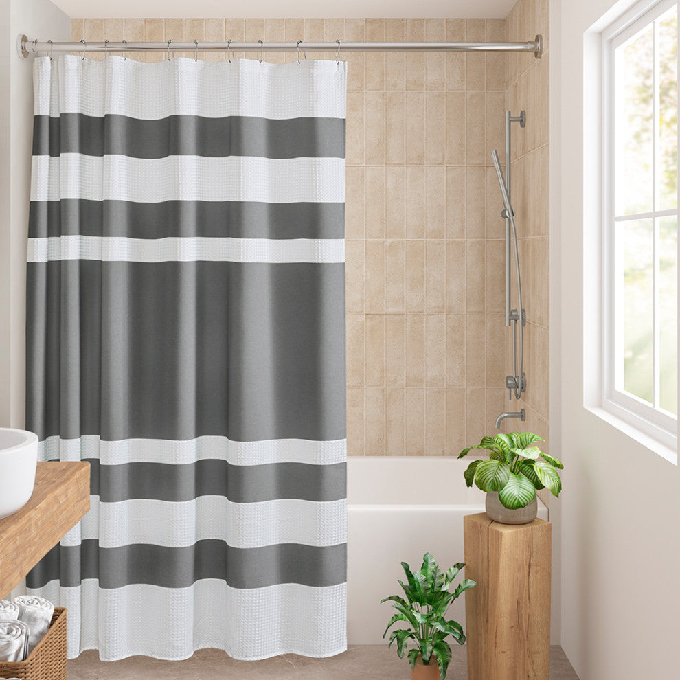 Madison Park Spa Waffle Shower Curtain With 3M Treatment