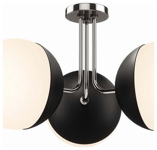 Stellar 3-Light Semi-Flush Ceiling Light, Opal Polished Nickel