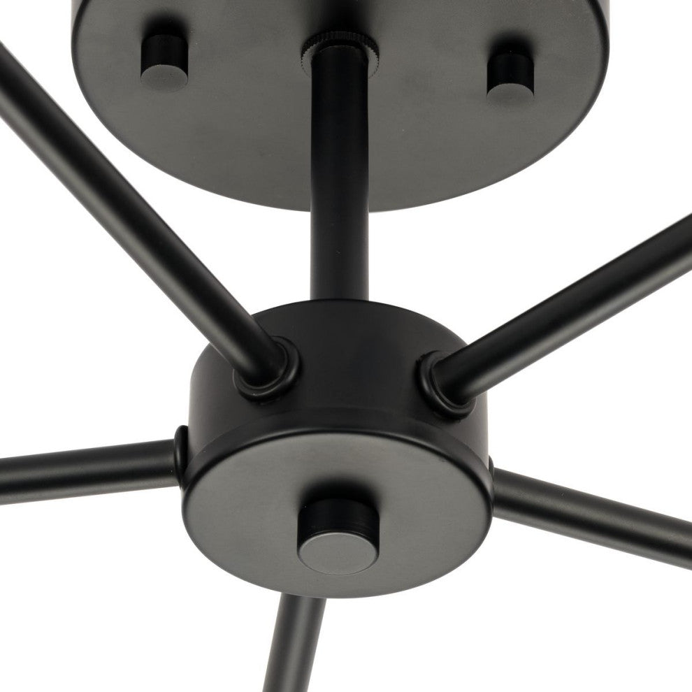 Delayne Collection 16, 5-Light Matte Black Semi-Flush Mount Light