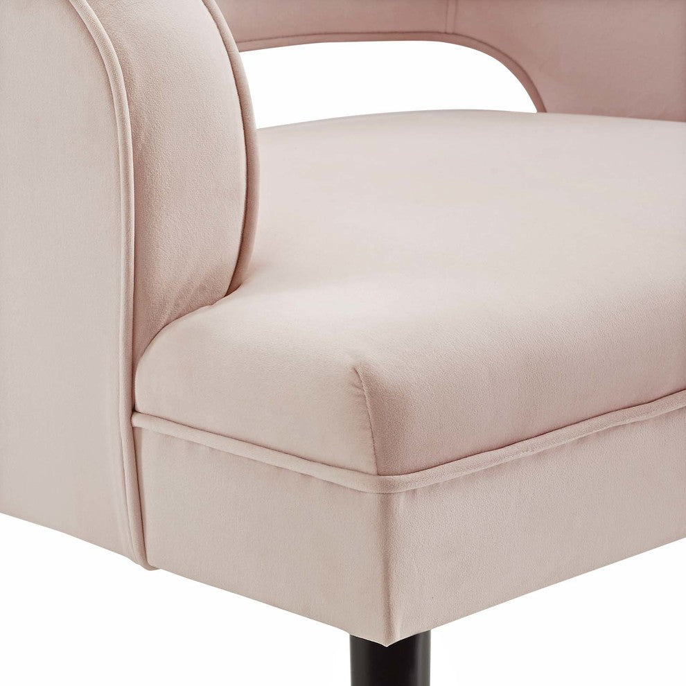 Traipse Button Tufted Open Back Performance Velvet Armchair Pink