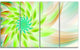Huge Bright Green Fractal Flower, Floral Canvas Art Print, 48"x28", 4 Panels